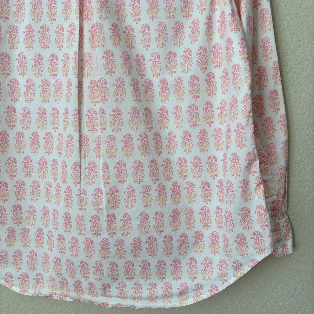 Faherty Organic Cotton Malibu Pink Taj Floral Long Sleeve Boyfriend Shirt - Picture 12 of 12